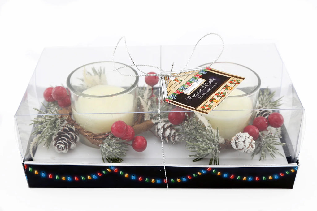 white, candle pots, wreath, shades4seasons