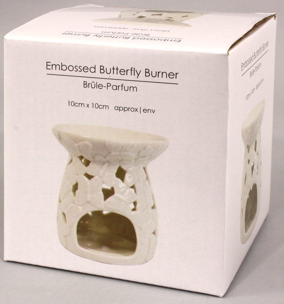 White Embossed Butterfly Oil Burner - Shades 4 Seasons