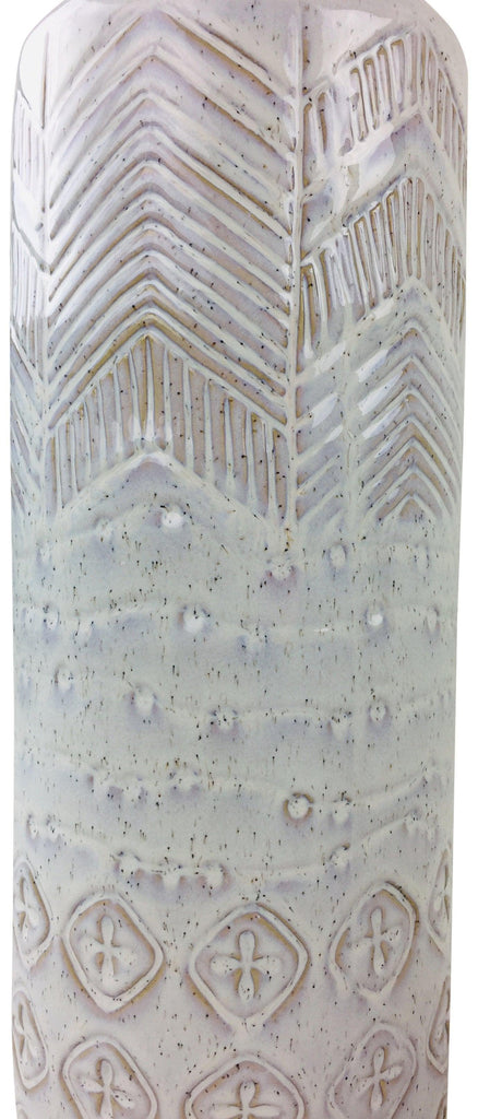 White Herringbone Textured Stoneware Vase 44cm - Shades 4 Seasons